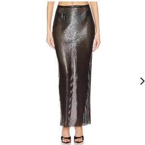 Lovers + Friends Black Metallic Maxi Skirt